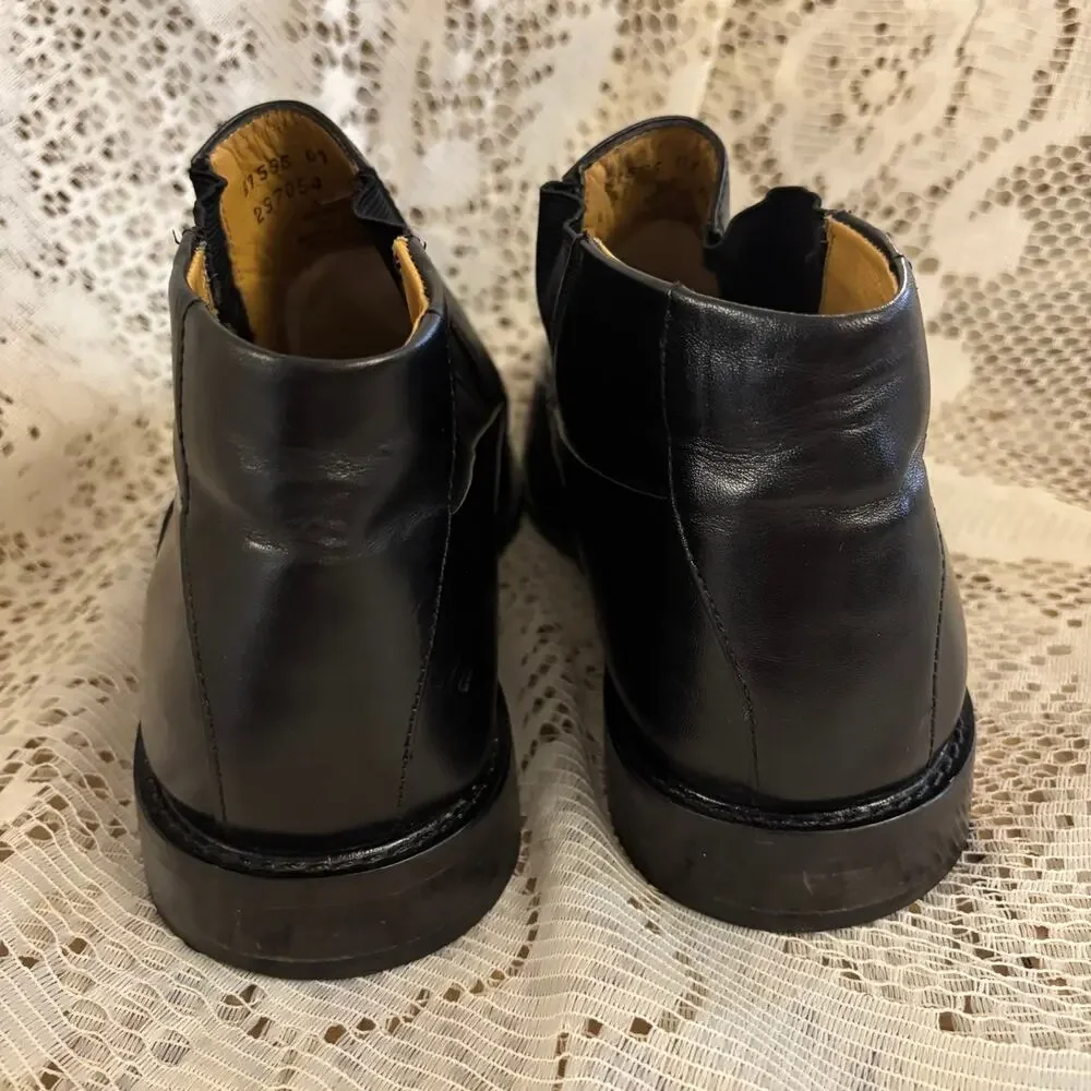 Brass Boot Men's US 10.5 Black Leather Square Toe Ankle Boots